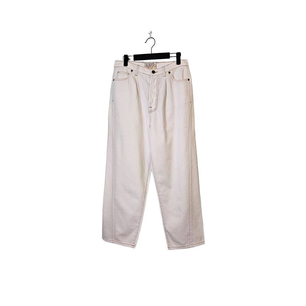 Sandrine Rose, white cropped wide leg high waisted jeans. NWT, size 30.